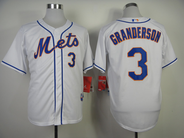 Men New York Mets #3 Granderson White MLB Jerseys->->MLB Jersey